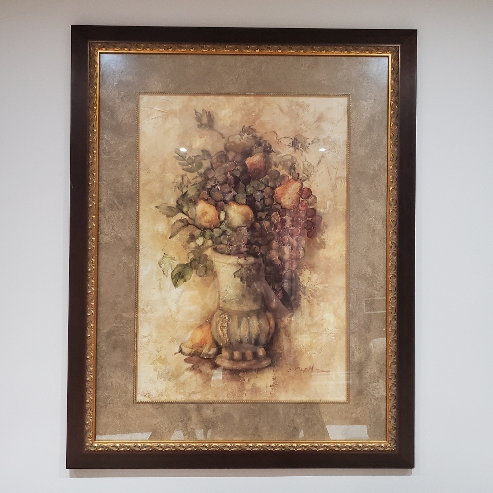 True Vintage 90's- Old World Fruit-Painting By Marilyn Hageman
